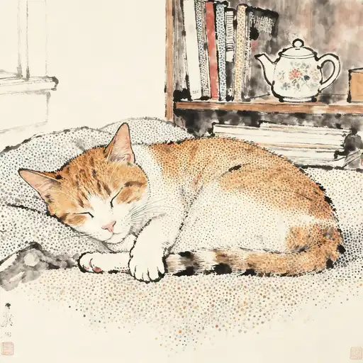 Pointillism / Divisionism interpreted with Ink Painting