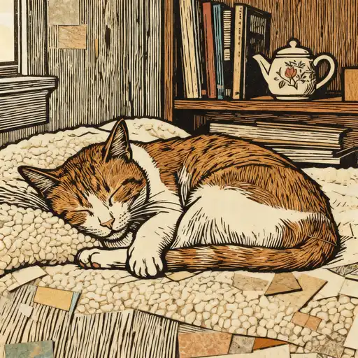 Collage Art interpreted with Woodcut